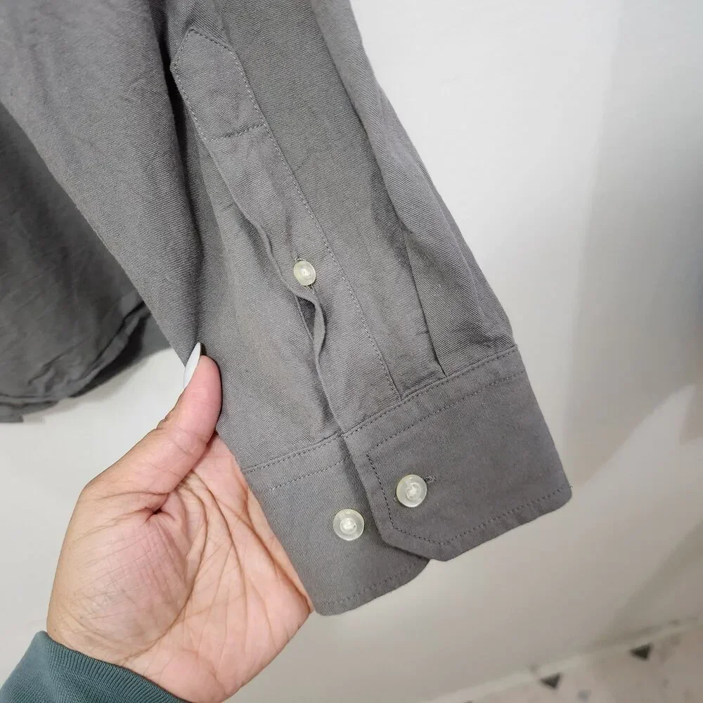 Banana Republic Untucked Slim Fit Shirt XL Long Sleeve Gray Cotton Button-up
